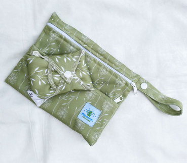 Blümchen pantyliner nursing pad wetbag PUL XS FLORAL green